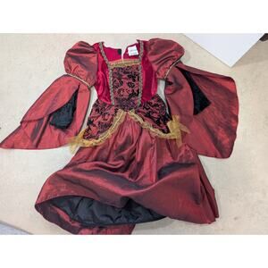 Medieval Queen Princess Renaissance Dress Small 4-6 Red Gold Cosplay Festival
